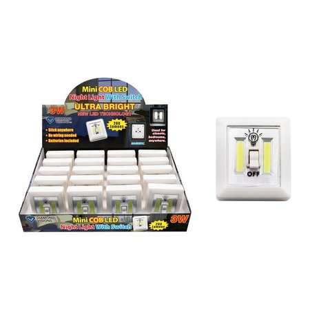 HOME PLUS Diamond Visions Manual Battery Powered Mini COB LED Night Light w/Switch 08-1845